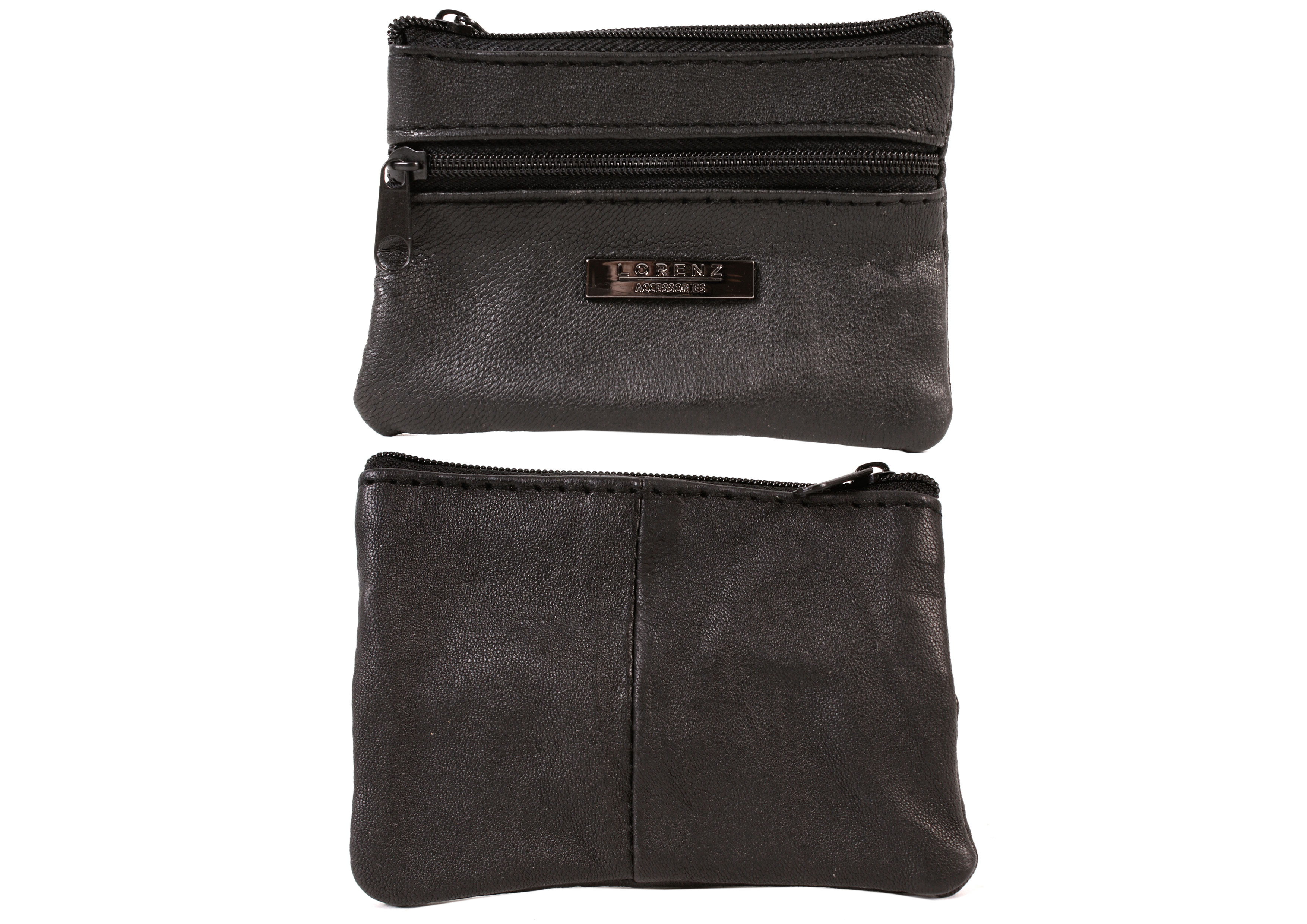 (image for) 1473 BLACK SMALL S.NAPPA COIN PURSE, FRONT ZIP, KEYRING