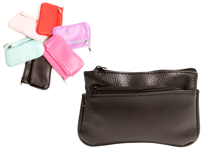 (image for) 1505 BLACK TOP & FRONT ZIP GRAINED PU COIN PURSE
