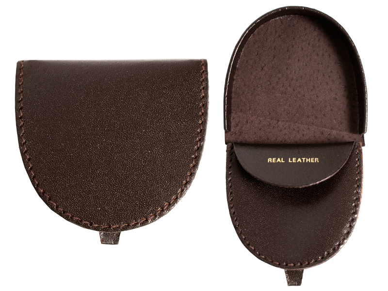 (image for) 1590 Med. Horse-Shoe-Shape Gents Tray Purse DARK BROWN