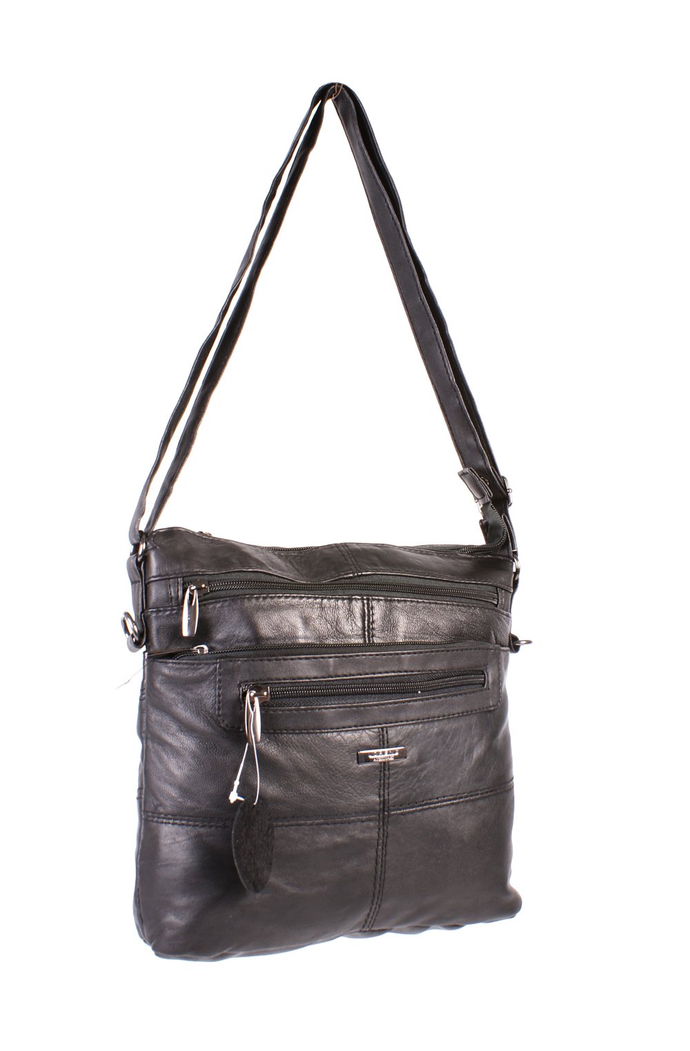 (image for) 1992 Top Zip S.Nappa Bag, 3 Frnt Zips, Bck Pckt BLACK