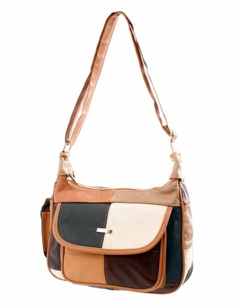 3822 MULTI COLOURED Cowhide Bag Twin Top Zip