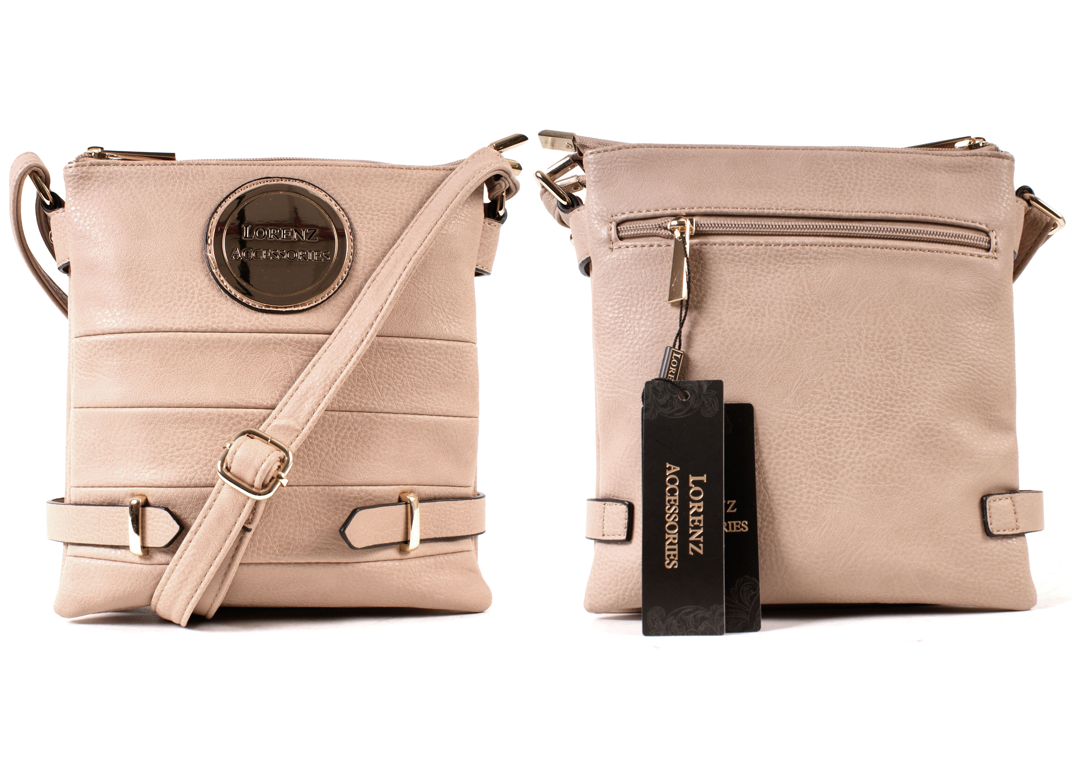 (image for) 5800MINK Faux Lthr Triple Top Zip X-Body Bag, Back Zip - O127