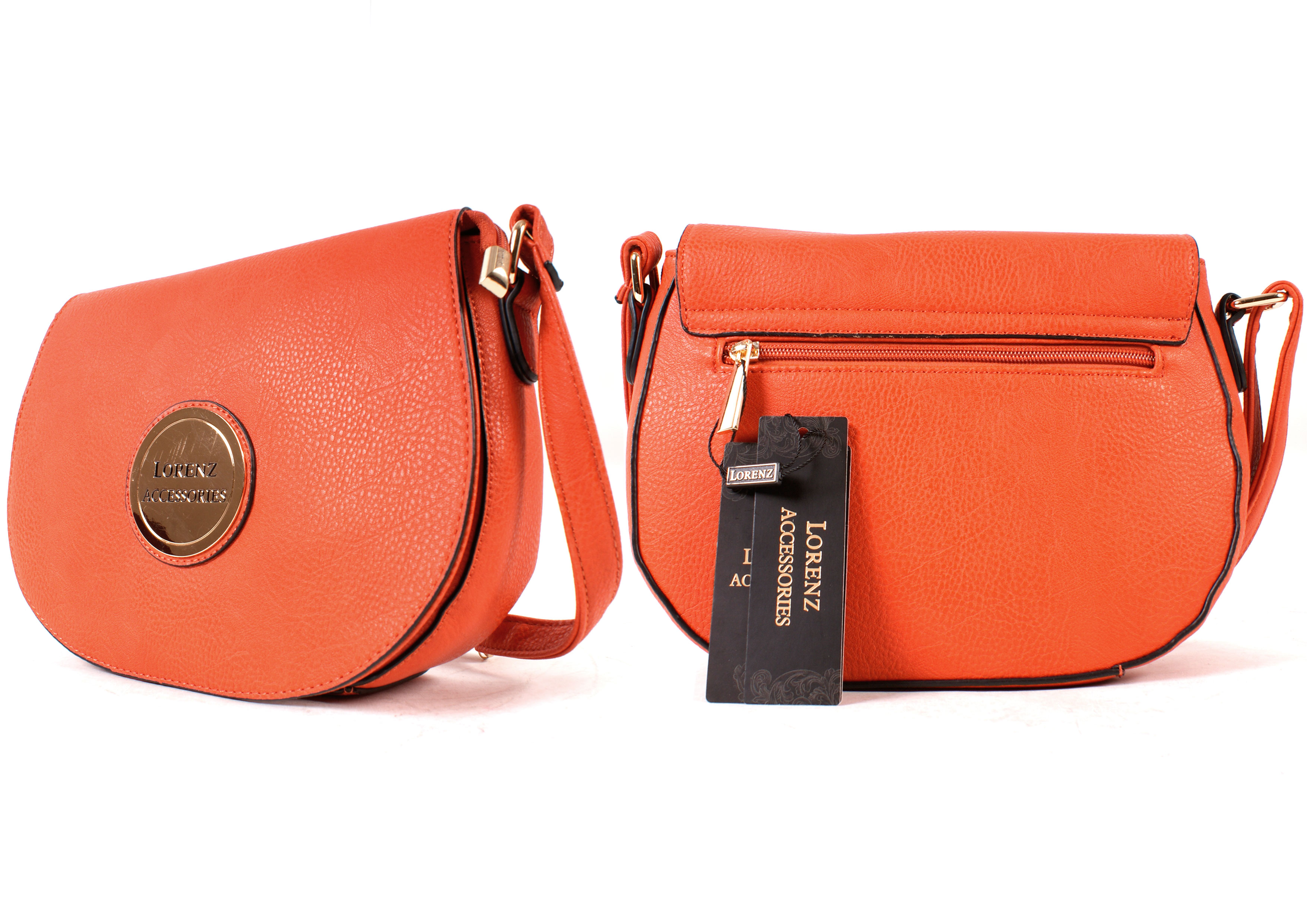 (image for) 5801PAPRIKA Faux Lthr Flapover X-Bdy Bag, Inner & Bck