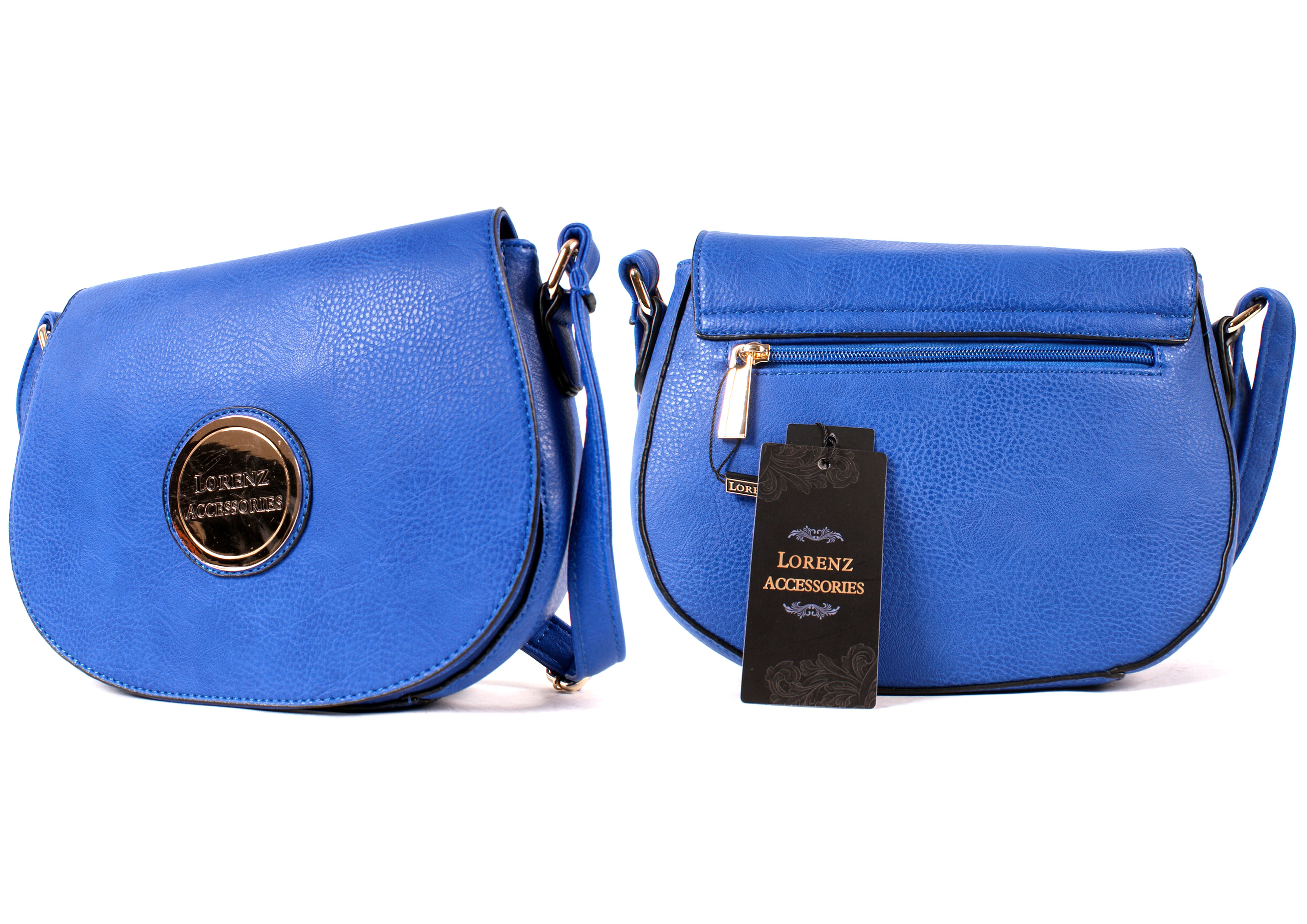 (image for) 5801PERIWINLKE Faux Lthr Flapover X-Bdy Bag, Inner & Bck
