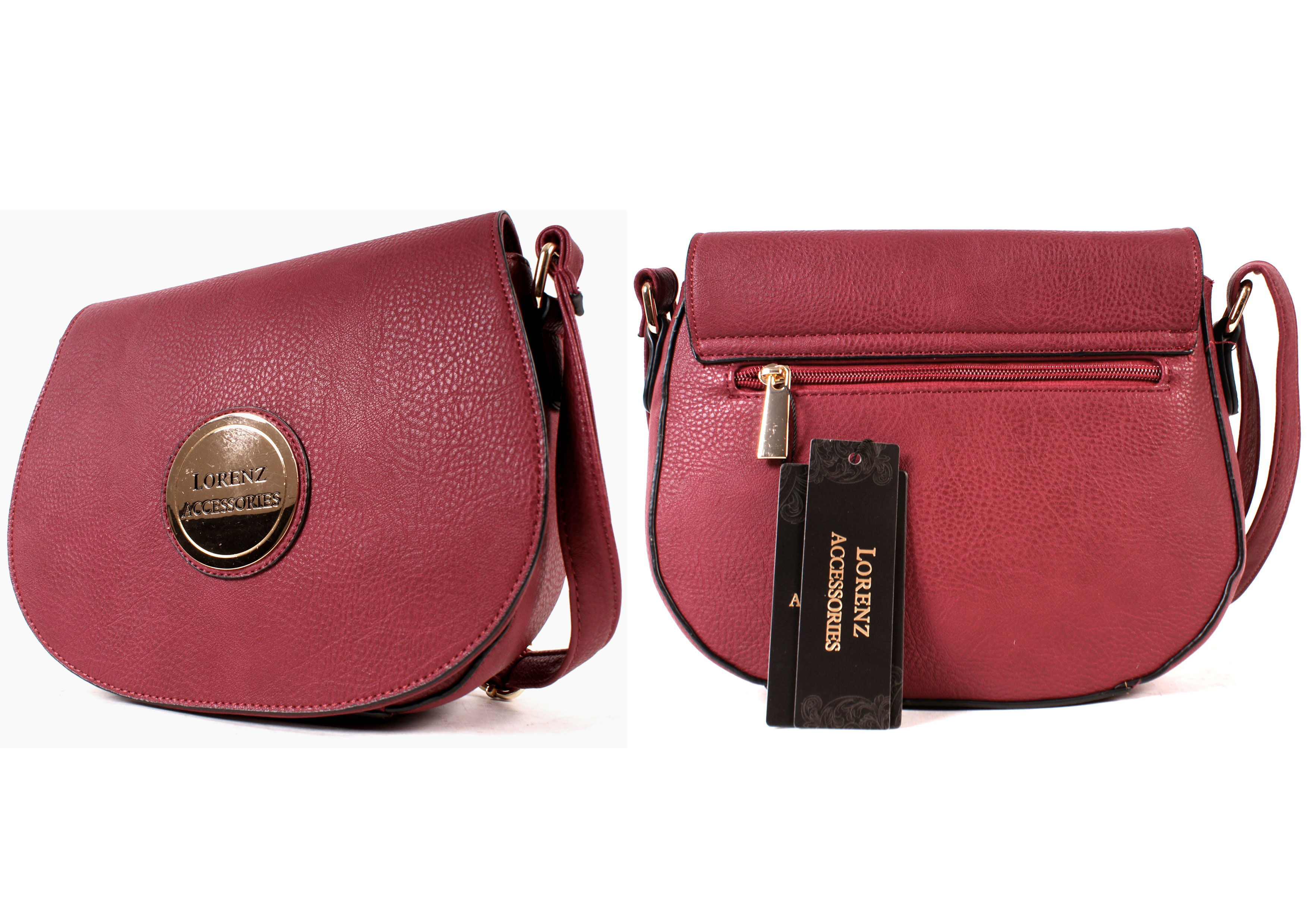 (image for) 5801SANGRIA Faux Lthr Flapover X-Bdy Bag, Inner & Bck