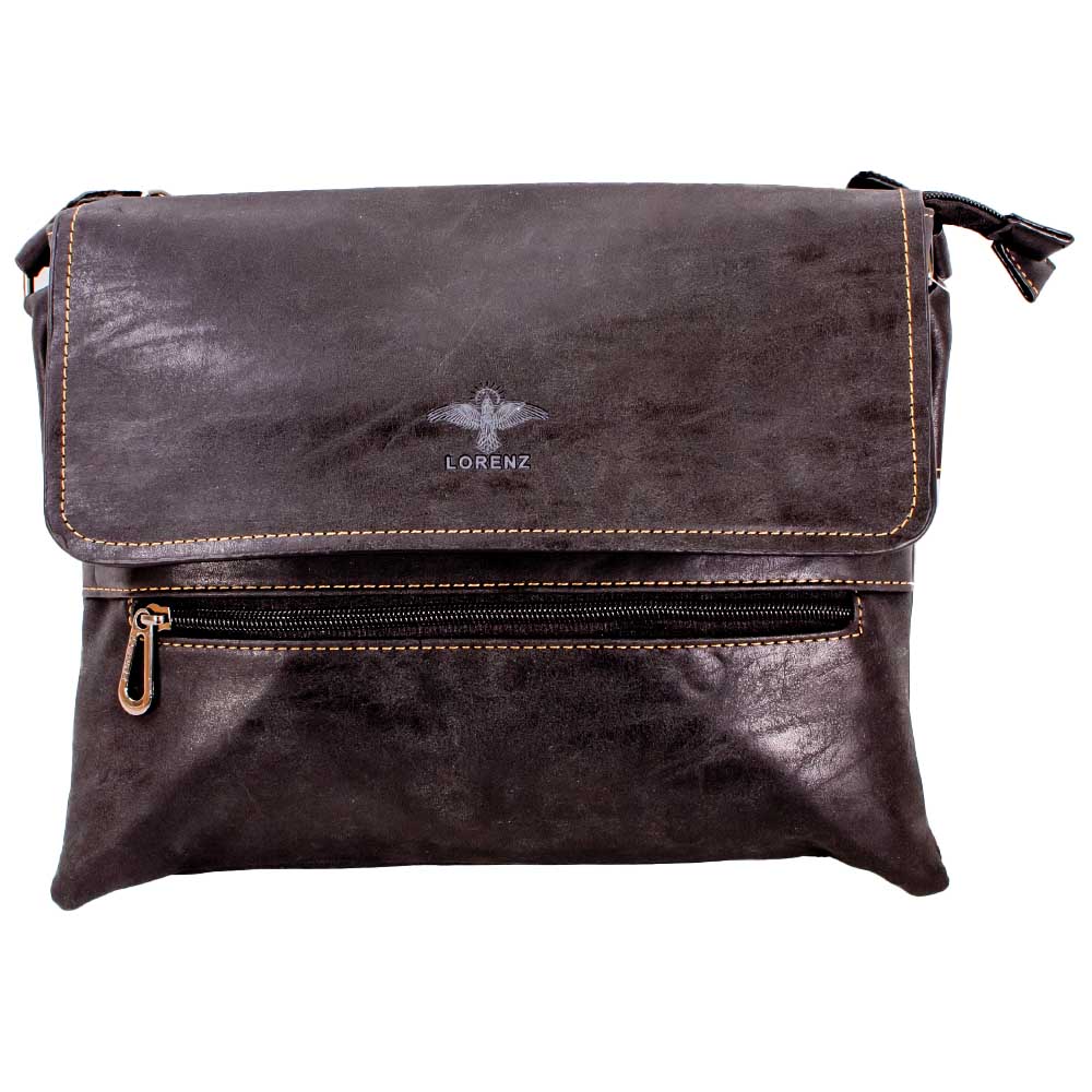 6896 BLACK 2-TONE FLIPOVER 2/ZIP X-BODY BAG W/FRONT & BACK  display picture 2