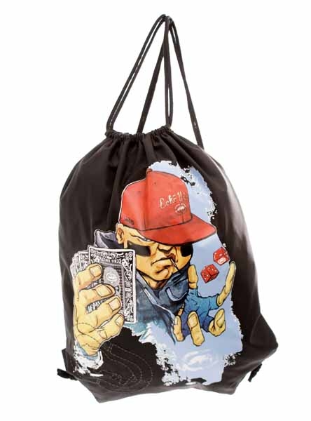 EA3060-BLK Gym Sack Drawstring Black Poker Villain Ecko