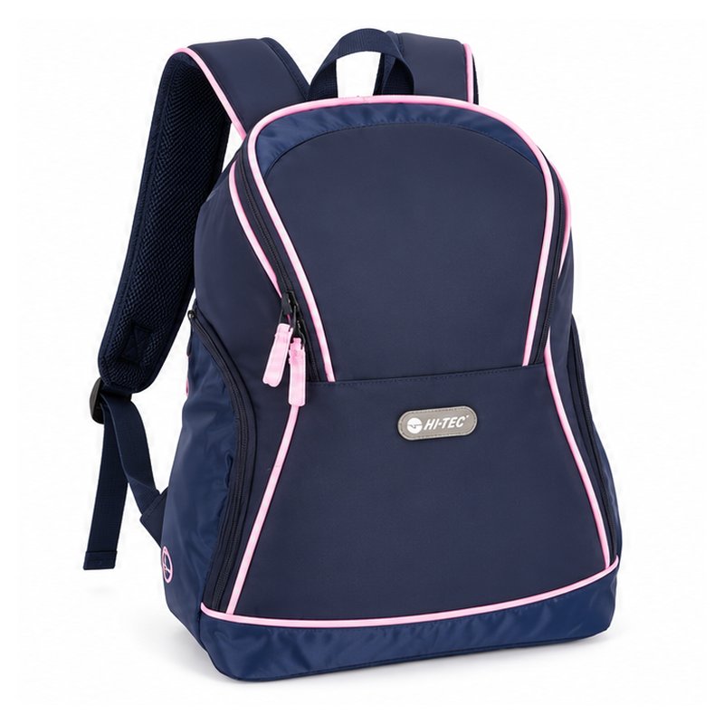 (image for) Hi-Tec HT-9104 Navy & Pink Backpack – Side Zip Pockets