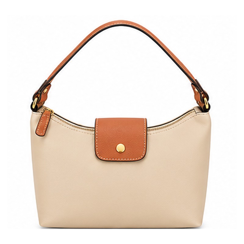 Nicole JBFB490 Beige PU Shoulder Handbag with Tan Trim (image for) Nicole JBFB490 Beige PU Shoulder Handbag with Tan Trim