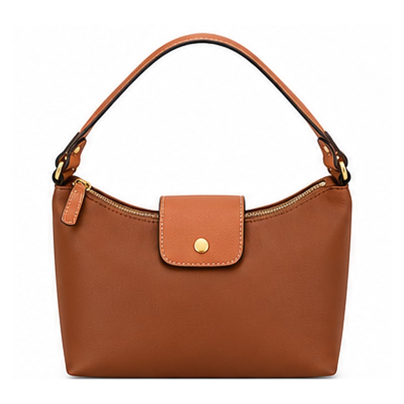 Nicole JBFB490 Brown PU Shoulder Handbag with Tan Trim (image for) Nicole JBFB490 Brown PU Shoulder Handbag with Tan Trim