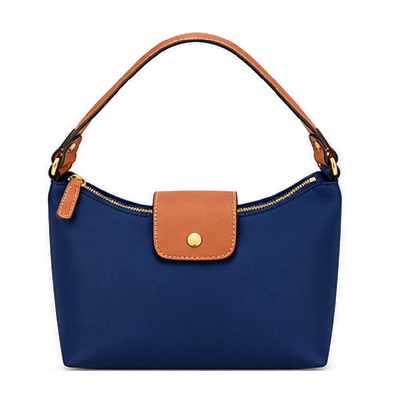 Nicole JBFB490 Navy PU Shoulder Handbag with Zip & Tan Trim (image for) Nicole JBFB490 Navy PU Shoulder Handbag with Zip & Tan Trim