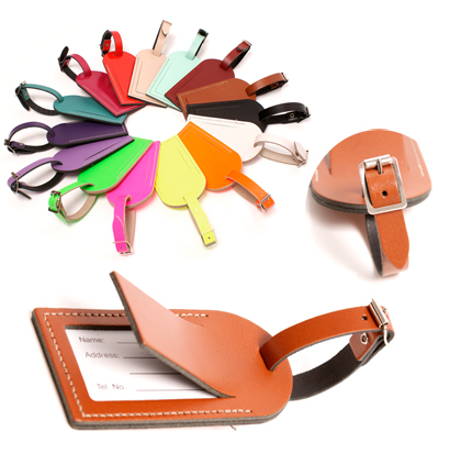 LEATHER LUGGAGE TAG orange