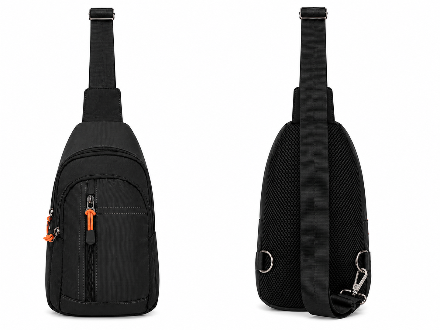 (image for) LL-7093 BLACK X-BODY 3 ZIP SHOULDER BAG