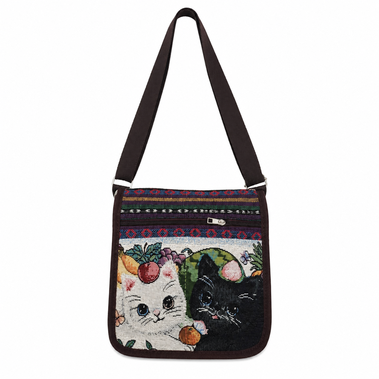 LL-182 CATS PRINT BLUE CANVAS BAG