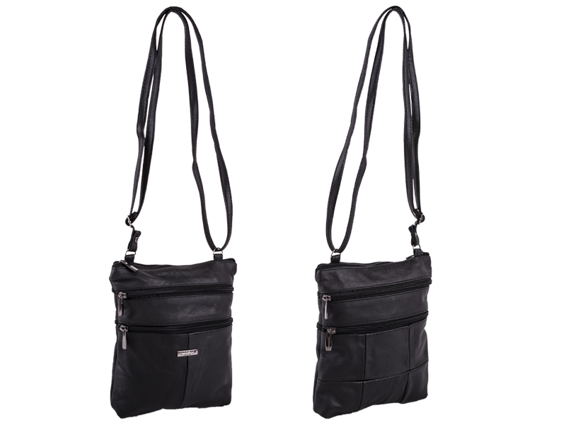 (image for) 3738 BLACK Cow Hide Bag Top Zip + 4 Zips