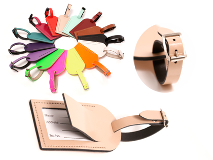 LEATHER LUGGAGE TAG BEIGE