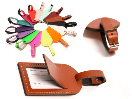 LEATHER LUGGAGE TAG BROWN