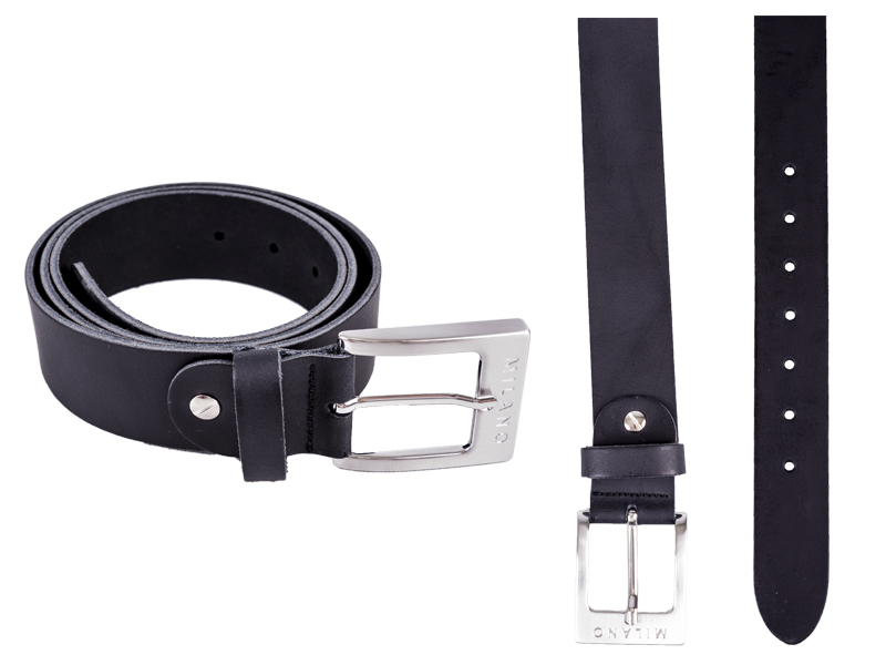 (image for) MILANO ENGLISH BLACK REAL LEATHER BELT SIZE 4XL (50"-52")